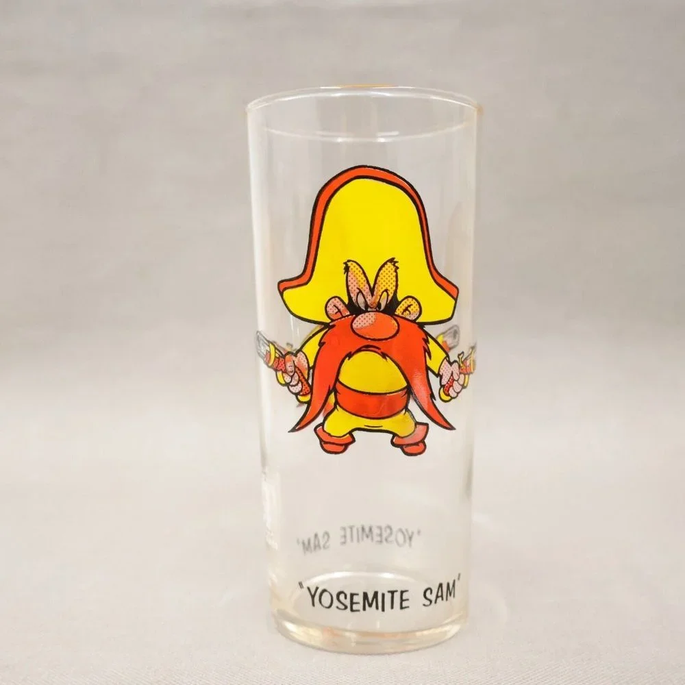Yosemite Sam Pepsi Promotional Glass Soda 1973 Black Text Looney Tunes